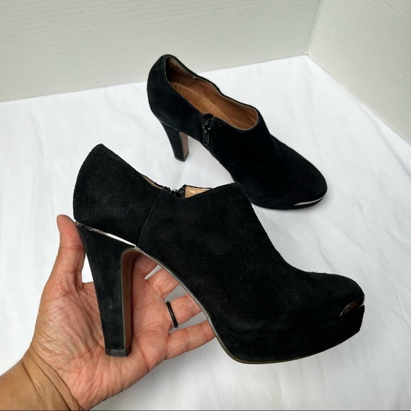Belle Black Suede Heels Ankle Boots Size 6 - Picture 1 of 16